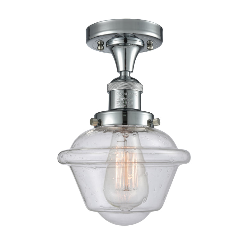 Oxford Semi-Flush Mount shown in the Polished Chrome finish with a Seedy shade