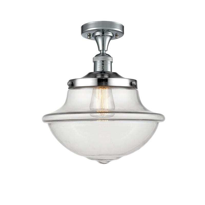 Oxford Semi-Flush Mount shown in the Polished Chrome finish with a Clear shade