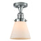 Cone Semi-Flush Mount shown in the Polished Chrome finish with a Matte White shade