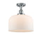 Bell Semi-Flush Mount shown in the Polished Chrome finish with a Matte White shade