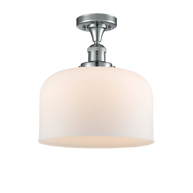 Bell Semi-Flush Mount shown in the Polished Chrome finish with a Matte White shade