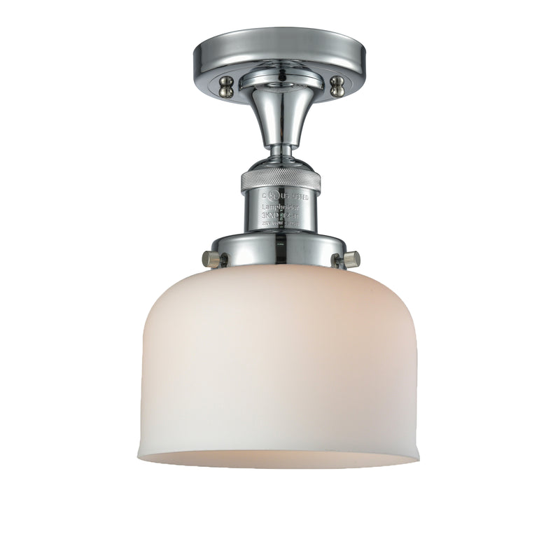 Bell Semi-Flush Mount shown in the Polished Chrome finish with a Matte White shade