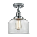 Bell Semi-Flush Mount shown in the Polished Chrome finish with a Clear shade