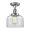 Bell Semi-Flush Mount shown in the Polished Chrome finish with a Clear shade