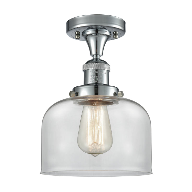 Bell Semi-Flush Mount shown in the Polished Chrome finish with a Clear shade