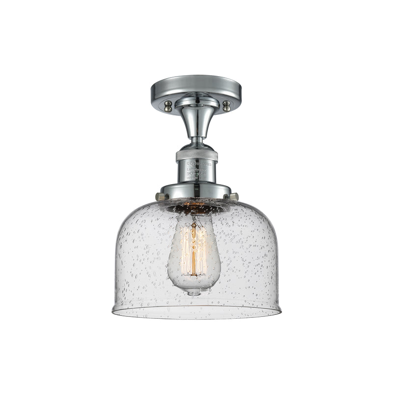 Bell Semi-Flush Mount shown in the Polished Chrome finish with a Seedy shade