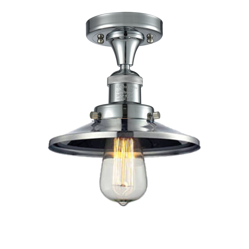 Railroad Semi-Flush Mount shown in the Polished Chrome finish with a Polished Chrome shade