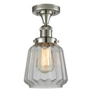 Chatham Semi-Flush Mount shown in the Polished Nickel finish with a Clear shade