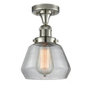 Fulton Semi-Flush Mount shown in the Polished Nickel finish with a Clear shade