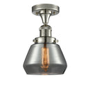 Fulton Semi-Flush Mount shown in the Polished Nickel finish with a Plated Smoke shade