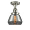 Fulton Semi-Flush Mount shown in the Polished Nickel finish with a Plated Smoke shade