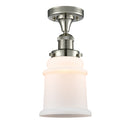 Canton Semi-Flush Mount shown in the Polished Nickel finish with a Matte White shade