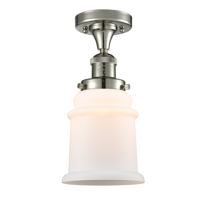 Canton Semi-Flush Mount shown in the Polished Nickel finish with a Matte White shade