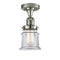 Canton Semi-Flush Mount shown in the Polished Nickel finish with a Clear shade