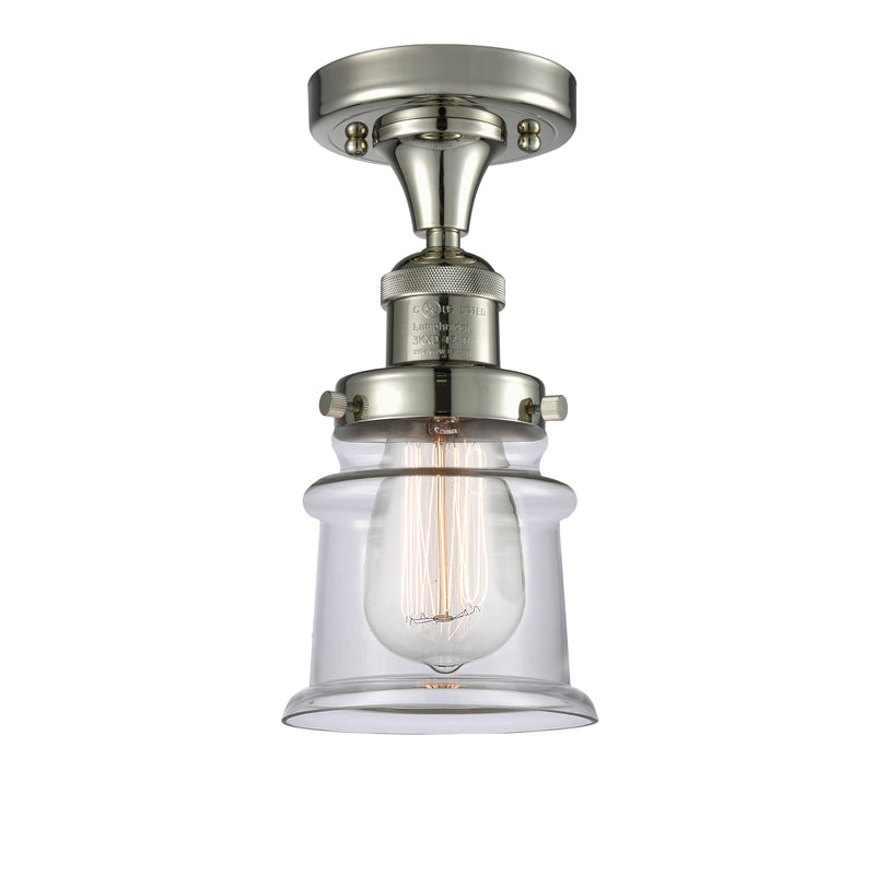 Canton Semi-Flush Mount shown in the Polished Nickel finish with a Clear shade