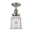 Canton Semi-Flush Mount shown in the Polished Nickel finish with a Clear shade