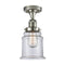 Canton Semi-Flush Mount shown in the Polished Nickel finish with a Clear shade