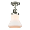 Bellmont Semi-Flush Mount shown in the Polished Nickel finish with a Matte White shade