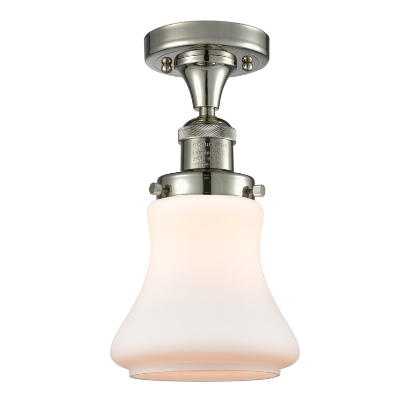 Bellmont Semi-Flush Mount shown in the Polished Nickel finish with a Matte White shade