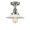 Halophane Semi-Flush Mount shown in the Polished Nickel finish with a Matte White Halophane shade