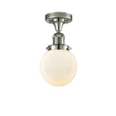 Beacon Semi-Flush Mount shown in the Polished Nickel finish with a Matte White shade