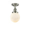 Beacon Semi-Flush Mount shown in the Polished Nickel finish with a Matte White shade