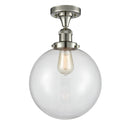 Beacon Semi-Flush Mount shown in the Polished Nickel finish with a Clear shade