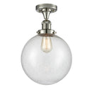 Beacon Semi-Flush Mount shown in the Polished Nickel finish with a Seedy shade