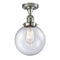 Beacon Semi-Flush Mount shown in the Polished Nickel finish with a Seedy shade