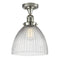 Seneca Falls Semi-Flush Mount shown in the Polished Nickel finish with a Clear Halophane shade