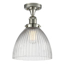 Seneca Falls Semi-Flush Mount shown in the Polished Nickel finish with a Clear Halophane shade