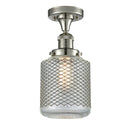 Stanton Semi-Flush Mount shown in the Polished Nickel finish with a Clear Wire Mesh shade