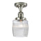 Colton Semi-Flush Mount shown in the Polished Nickel finish with a Clear Halophane shade