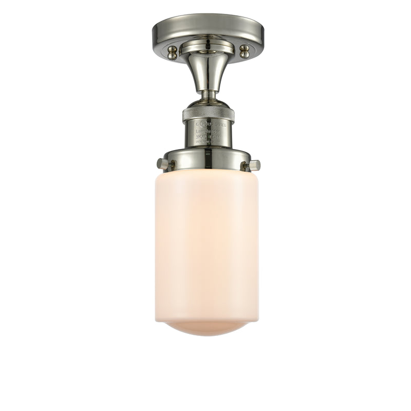 Dover Semi-Flush Mount shown in the Polished Nickel finish with a Matte White shade