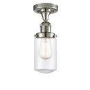 Dover Semi-Flush Mount shown in the Polished Nickel finish with a Clear shade