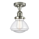 Olean Semi-Flush Mount shown in the Polished Nickel finish with a Clear shade