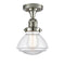 Olean Semi-Flush Mount shown in the Polished Nickel finish with a Clear shade