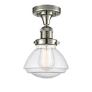 Olean Semi-Flush Mount shown in the Polished Nickel finish with a Seedy shade