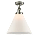 Cone Semi-Flush Mount shown in the Polished Nickel finish with a Matte White shade
