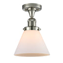 Cone Semi-Flush Mount shown in the Polished Nickel finish with a Matte White shade