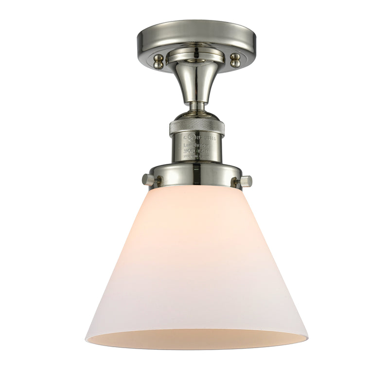 Cone Semi-Flush Mount shown in the Polished Nickel finish with a Matte White shade