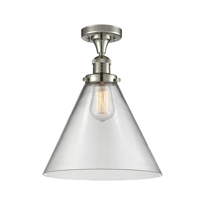 Cone Semi-Flush Mount shown in the Polished Nickel finish with a Clear shade