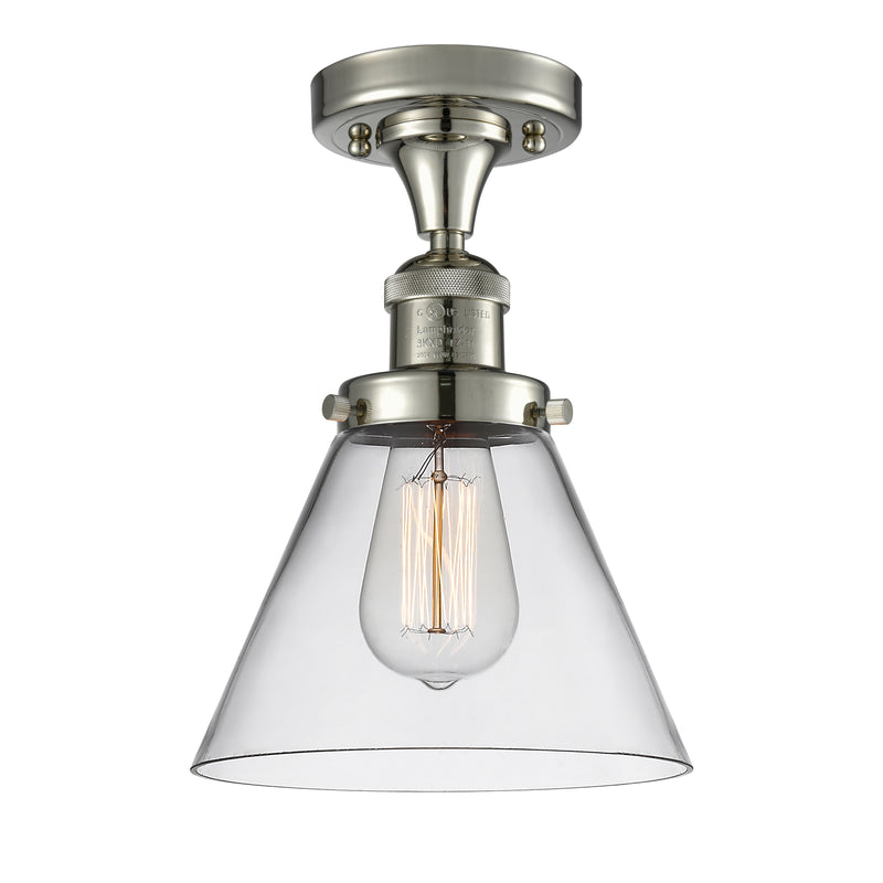 Cone Semi-Flush Mount shown in the Polished Nickel finish with a Clear shade