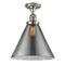 Cone Semi-Flush Mount shown in the Polished Nickel finish with a Plated Smoke shade