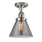 Cone Semi-Flush Mount shown in the Polished Nickel finish with a Plated Smoke shade