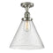 Cone Semi-Flush Mount shown in the Polished Nickel finish with a Seedy shade