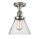 Cone Semi-Flush Mount shown in the Polished Nickel finish with a Seedy shade