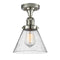 Cone Semi-Flush Mount shown in the Polished Nickel finish with a Seedy shade