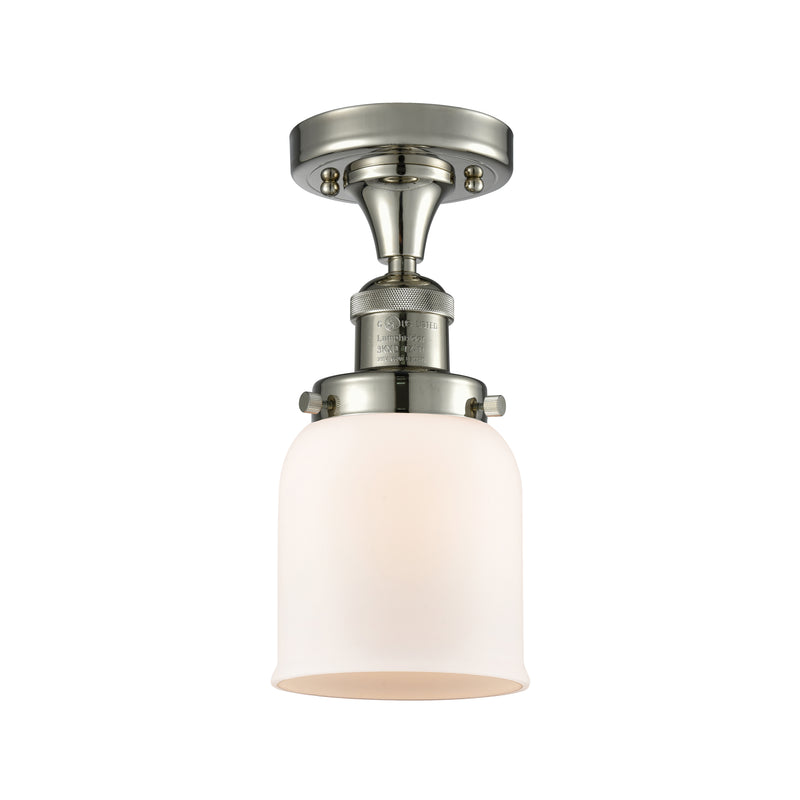 Bell Semi-Flush Mount shown in the Polished Nickel finish with a Matte White shade