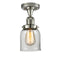 Bell Semi-Flush Mount shown in the Polished Nickel finish with a Clear shade